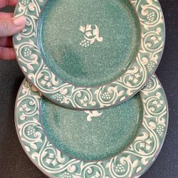 Sango Teal and Cream Decorative Dinner Plates - Vine & Grape Motif