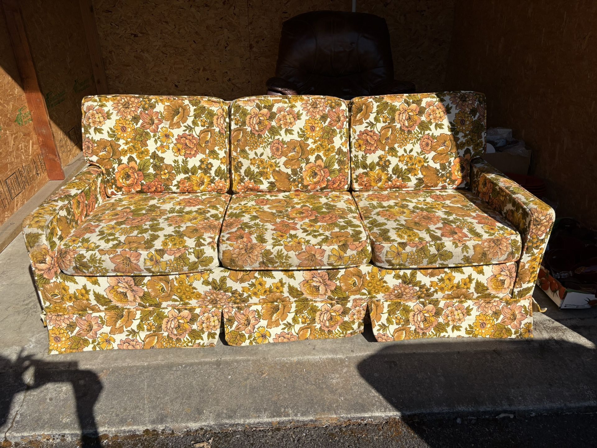 Vintage 70's Bold Floral Sleeper Sofa