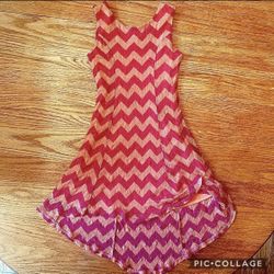 Xhilaration Girls M 7/8 High Low hem Dress Sleeveless princess line chevron EUC
