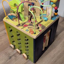 B. toys – Wooden Activity Cube – Activity Center – Educational Toy – Wooden Toys For Toddlers, Kids – 1 Year + – Zany Zoo