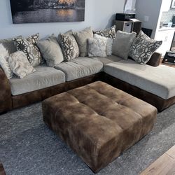 Like-New Sectional & Ottoman for Sale – Must Go!