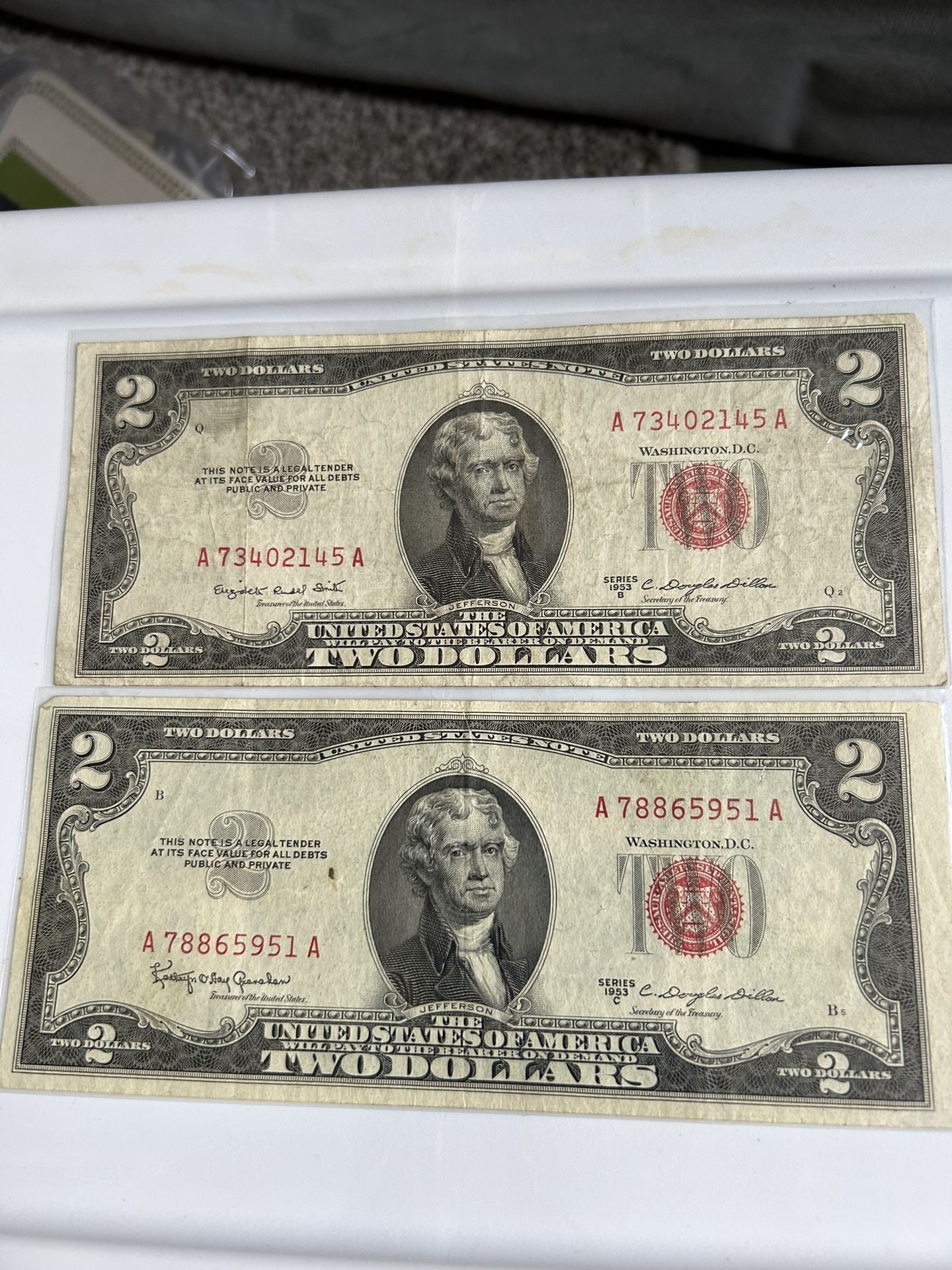 TwoDollar bill Re seal 1953 c 1953b