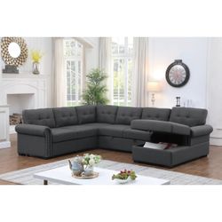U Shape Sectional Couch 🛋️ Pull Out Bed & Storage Underneath Brand New In Box 📦 Free Local Drop Off 