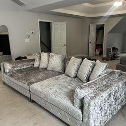 Crushed Velvet Couch And King Bed combo 
