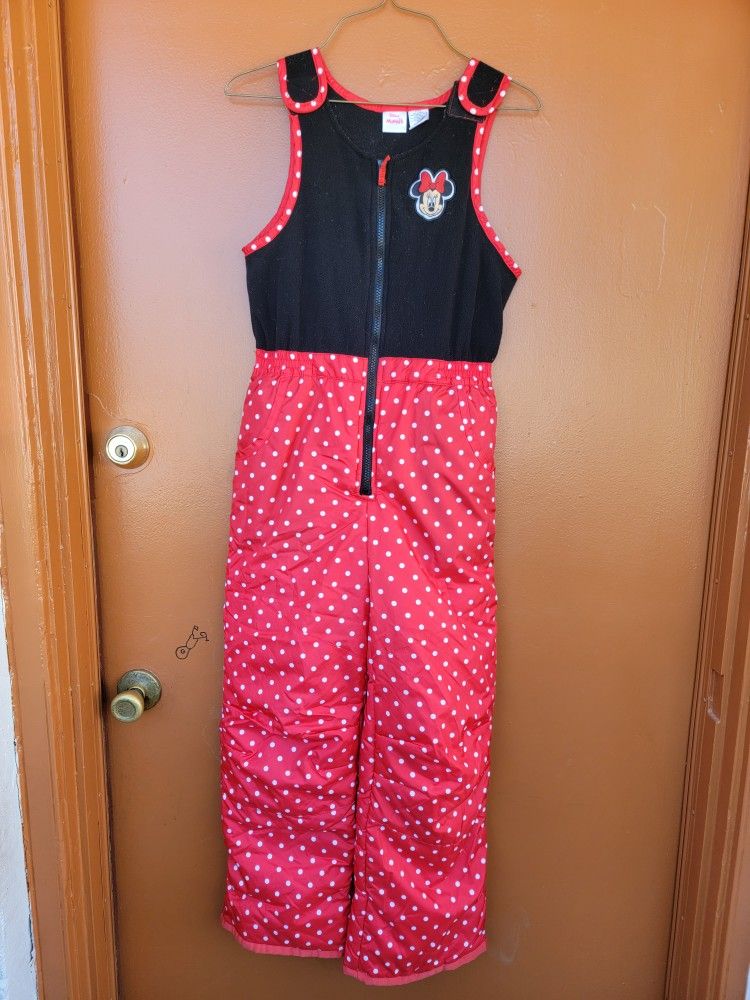 Disney Junior Girls Minnie Mouse Red Snow Pants Overalls Bibs Ski Medium halloween costume 