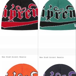 FW24 Week 11 Supreme New Era Accent Beanie Orange, Purple, Red, & Green