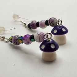 Violet Mushroom Earrings 