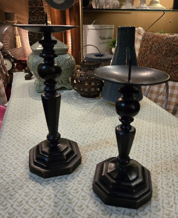 Pair Of Metal Square Nest Candle Holders