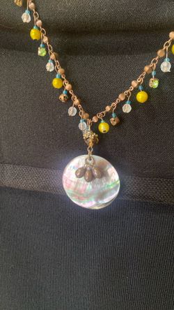 Boho shell & bead necklace