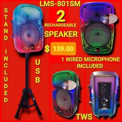 2 Bluetooth party speakers   bocinas.     RECHARGEABLES  DUAL PAIR
  8" SUBWOOFER               🚥           🎁  WAVESYNC 
 2 MICRÓFONOS 🎤 🎤
 2. STA