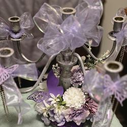 Beautiful Brass Candle Holder Used For Quince Decor.