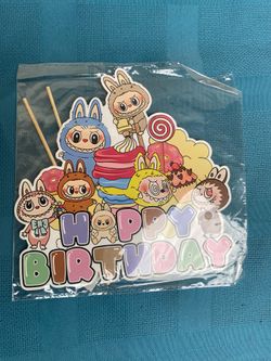Labubu Happy Birthday Party Cake Topper