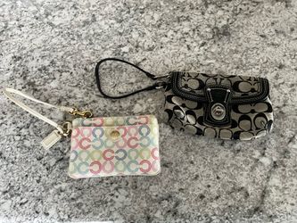 Coach Legacy Signature Jacquard Turnlock Wristlet and Coach Multi-Color “C” Wristlet Wallet