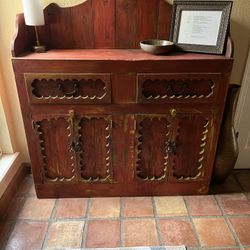 Red Rustic Entry Hutch