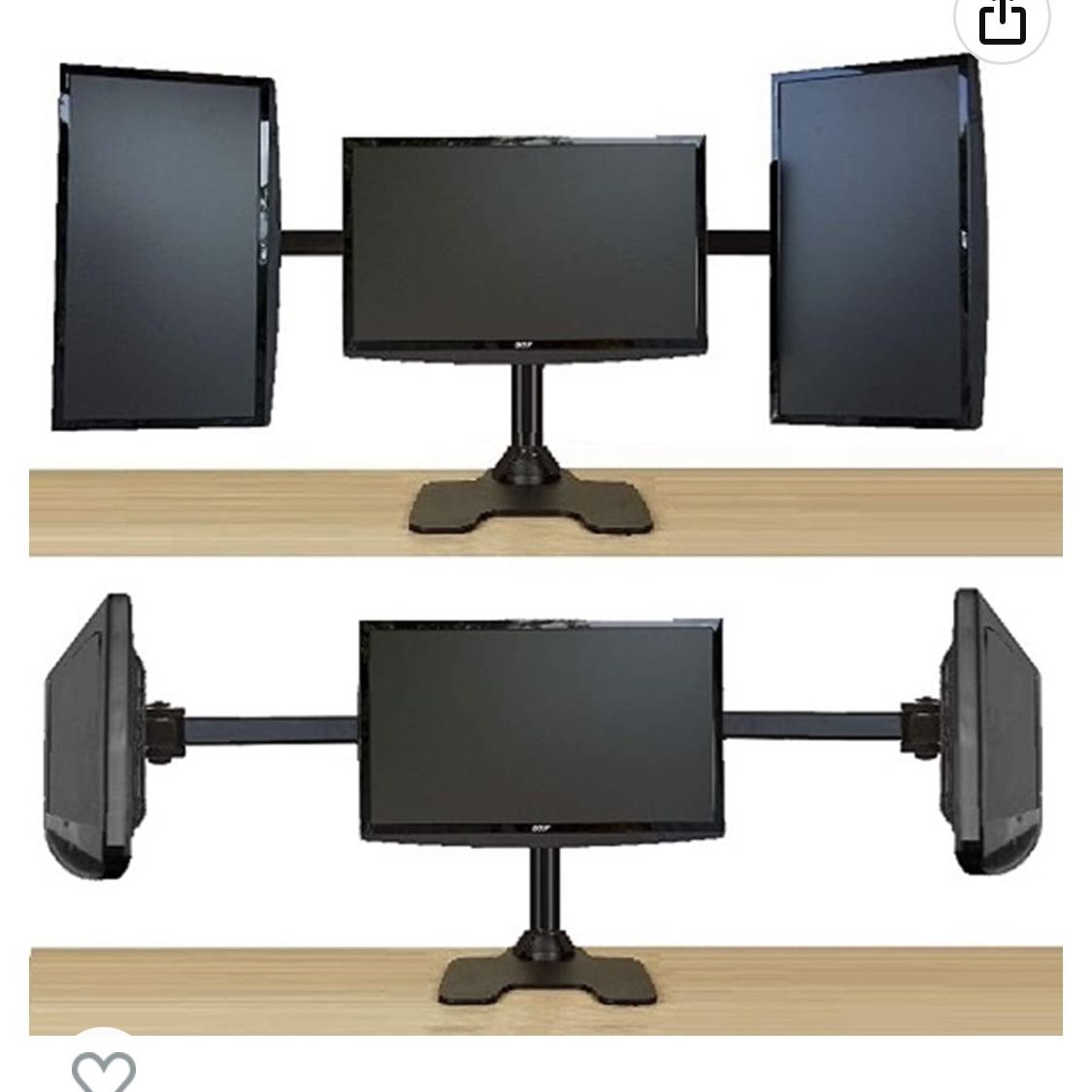 EZM Deluxe Triple Monitor Mount Stand Free Standing with Grommet Mount  Option Supports up to 28