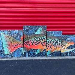 Derek DeYoung 4 Panel Canvases Fish 6.5 feet