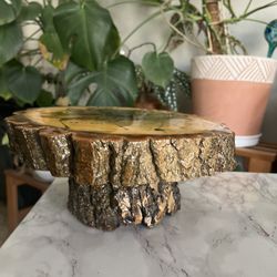 Large Heavy Wood Lotus Flower Pedestal Cake Stand Plants Stand 