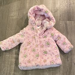 Baby Girls Soft Hooded Pink Flower Coat