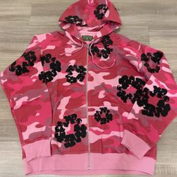 Denim Tears The Cotton Wreath Zip Sweatshirt Pink Camo