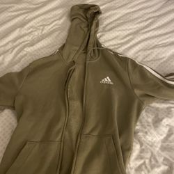 Adidas Green And White Zip Up Jacket