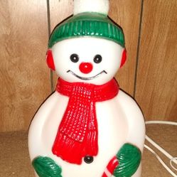 Adorable Vintage Snowman Christmas Lighted Blow Mold