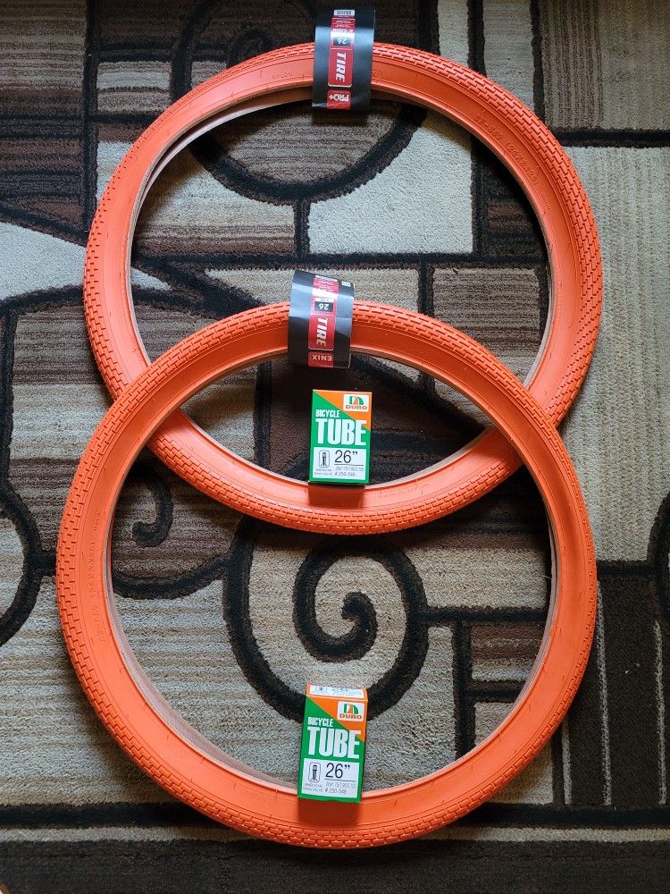 Bmx Cruiser Tires 26" Solid Orange Brick Pattern