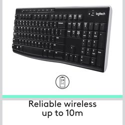 Logitech K270 Keyboard - Wireless Connectivity - RF - USB Interface - Compatible with Computer (PC) - Black