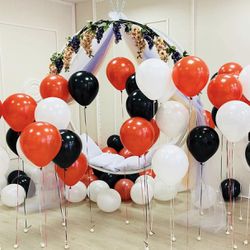 Latex balloons 100 pcs 3 colors party bag ( Black White Red Colors )