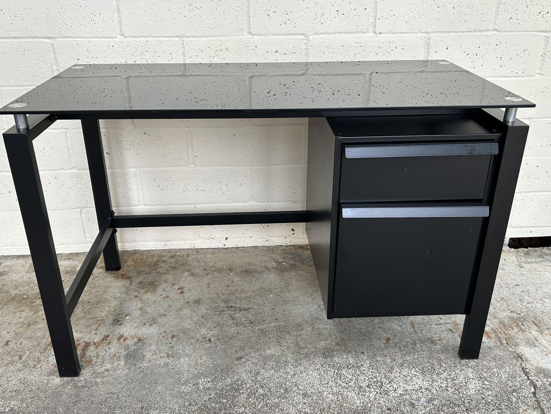 Black Glass Top Computer Desk (46”W x 22.5”D x 29H”)