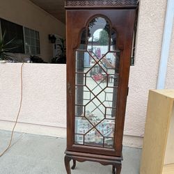 Antique Walnut Glass Cabinet 