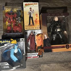 Action Figures ($10 Each) - Pokémon, Power Rangers, Dune, Indiana Jones & WarHammer