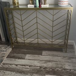 Gold Side Table With Mirrored Top