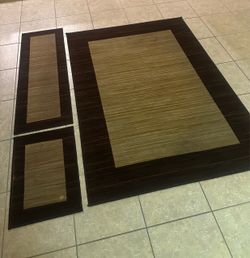 3-Piece Brown & Tan Area Rug Set – 5x7 Rug + Runner + Small Rug