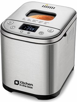 Kitchen in the box 2LB Bread Maker with Recipes Auto 15-in-1 Bread Machine Stainless Steel (SLIVER)