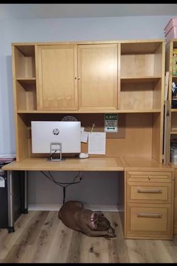 Desk and cabinet