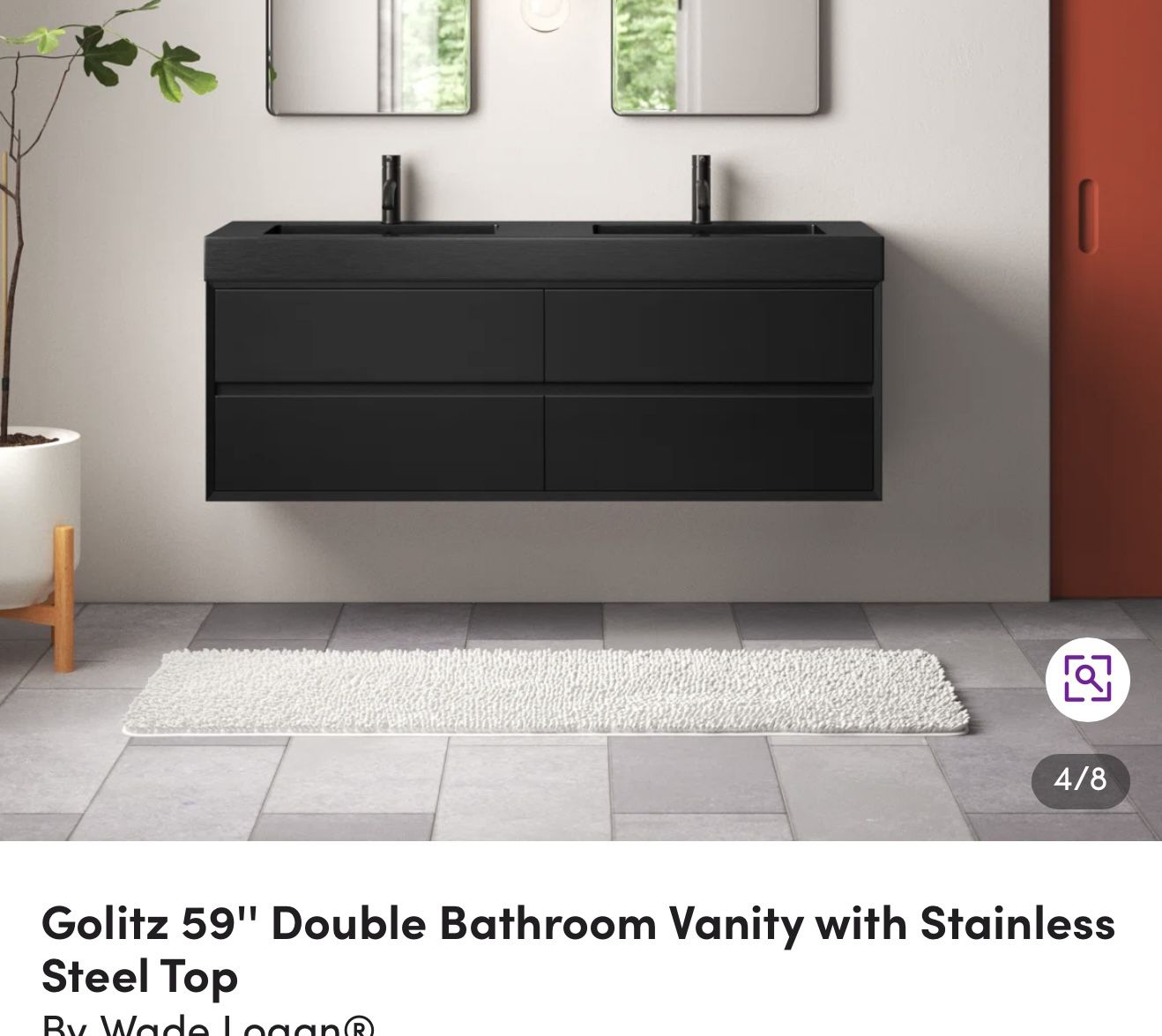 59’ Black Floating Bathroom Vanity