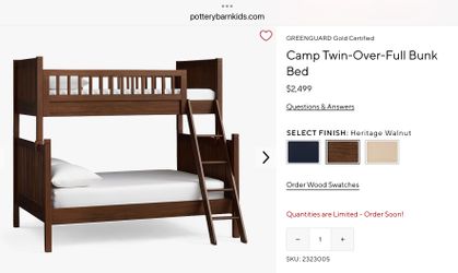 Pottery Barn Full Sized Bunk Bed With Ladder