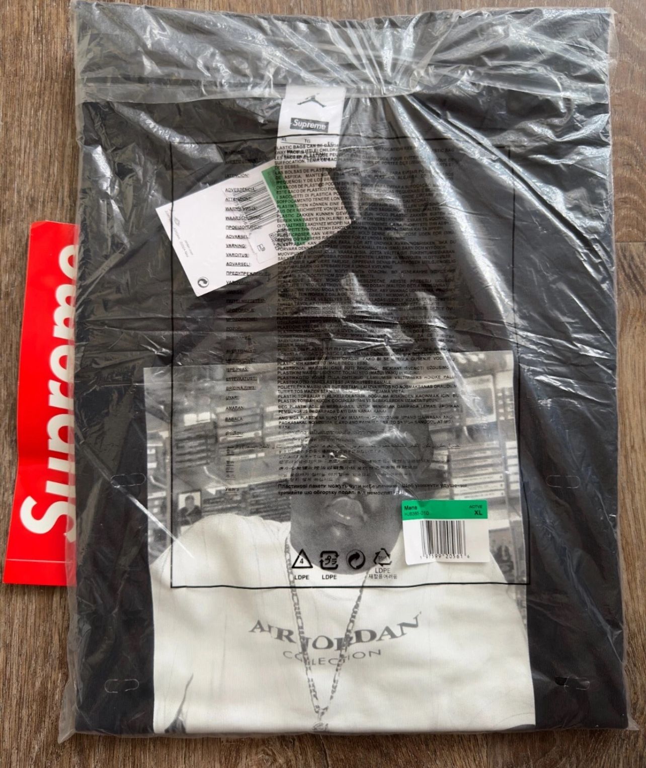 Supreme x Jordan Biggie S/S Top SS Black Tee Size XL NWT