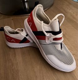 Nautica White Sneakers Red Navy Stripe