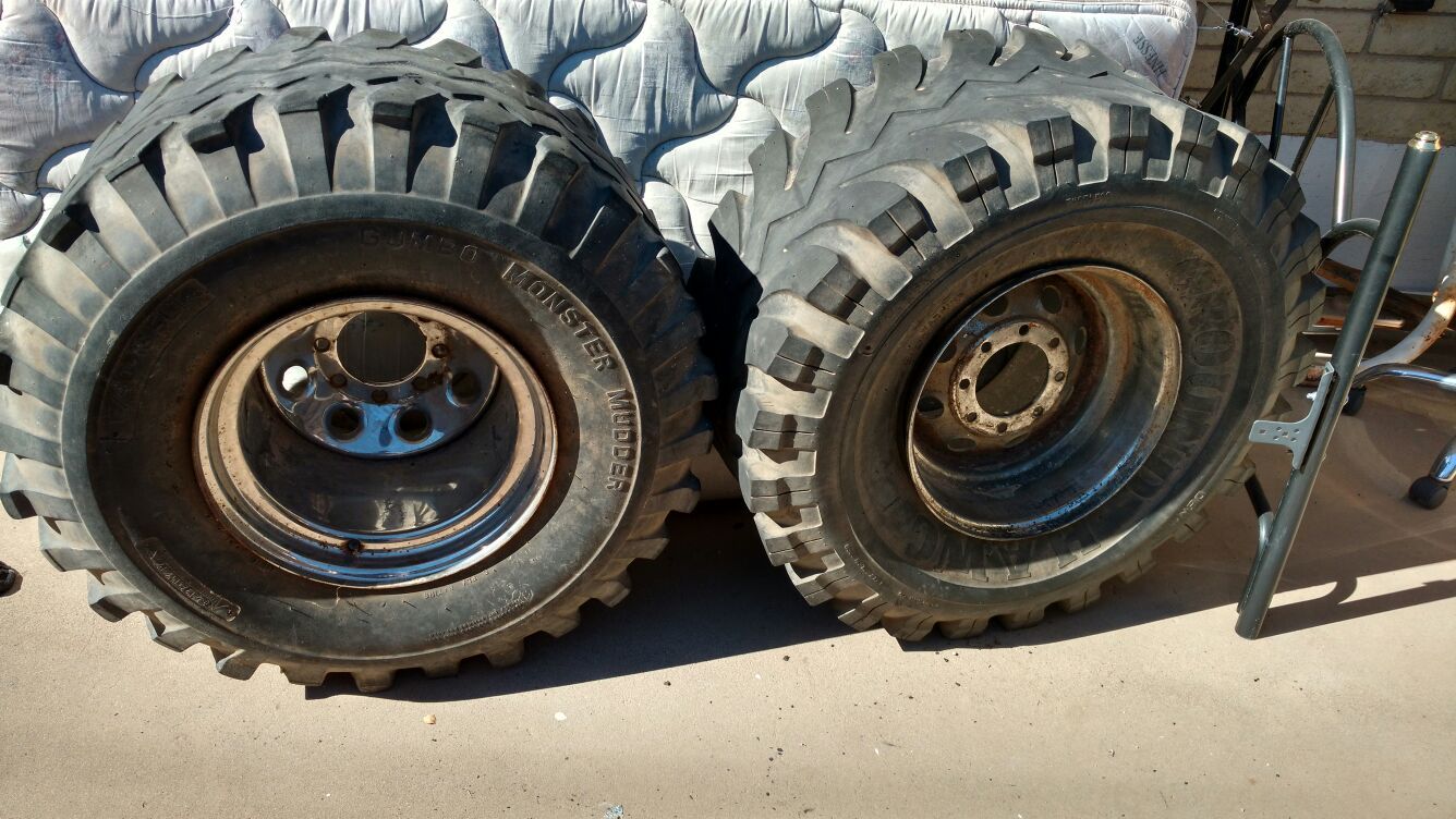 3x 17/40-16.5LT tires with rims gumbo monster mudders 17/40-16.5 lt