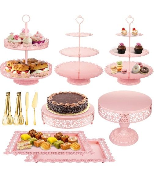 Pink Dessert Table Display Set Cake Stand