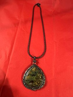 Vintage Abalone with Birds Two Sides Pendant Necklace Gold Tone