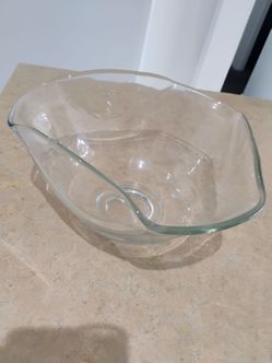 Clear Glass Wavy Triangular Decorative Bowl - 10"