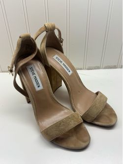 Steve Madden Carrson Sand Suede Block Heel Sandals Women’s Size 7