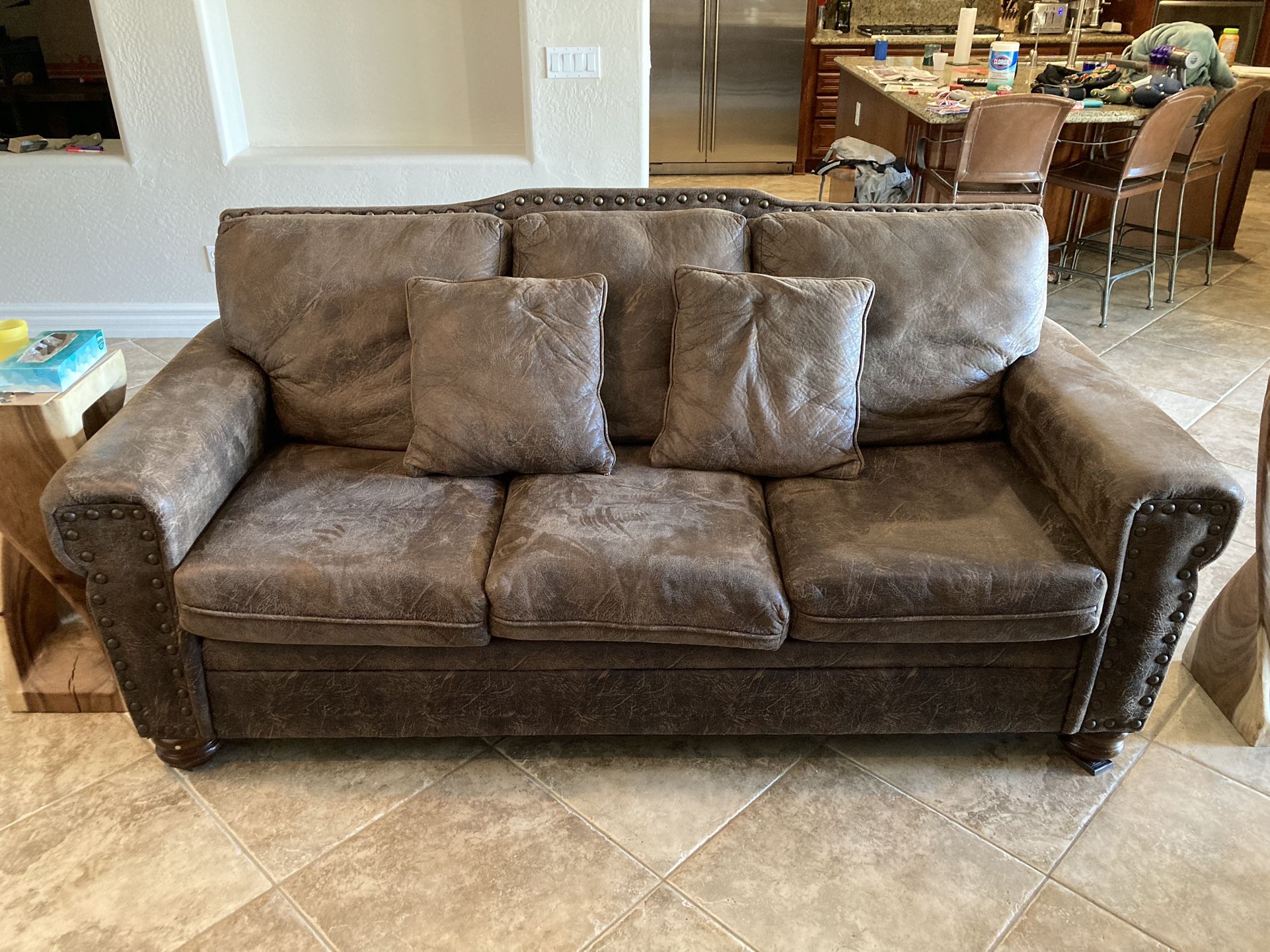 Leather Look Microfiber 3 Piece Couch Set