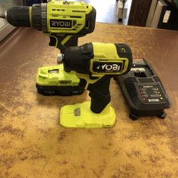 2-pc Ryobi Drill Set W/ Battery & Charger 