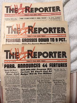 The Hollywood Reporter 1940 Vintage Issues Lot of 3