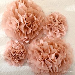 NEW  In Package - 9pcs, Elegant Paper Flower Ball Decorations  | Perfect For Weddings, Showers And Parties