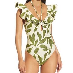 Antonio Melani & M.G. Style Ravello Bonded Ruffle Swimsuit - Size L