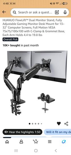 HUANUO Dual Monitor Stand Desk Mount